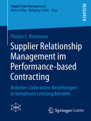 cover image of Supplier Relationship Management im Performance-based Contracting